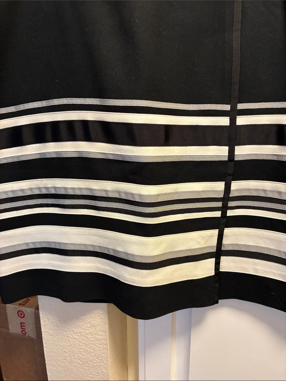 White House Black Market Black , Grey and White Striped Skirt
